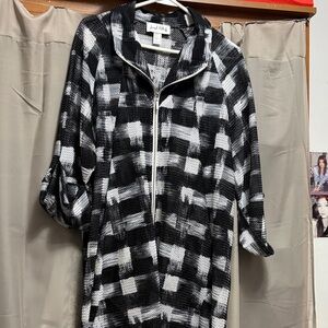 Joseph Ribkoff Black & White Check Plaid Zip Jacket